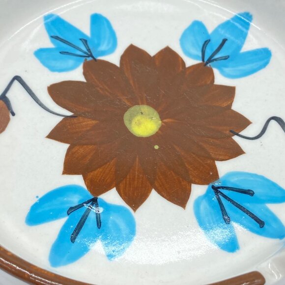 Vtg Otagiri Japan Hand-Painted Ceramic Ashtray Trinket Bowl Floral Brown Blue - Picture 3 of 11